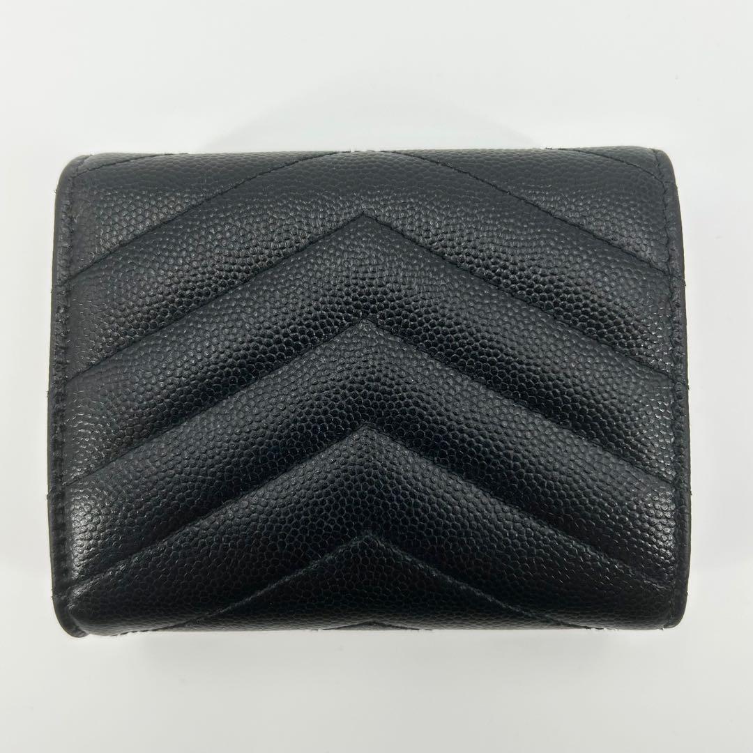 極美品✨サンローラン 折り財布 カサンドラ 金具 レザー ブラック