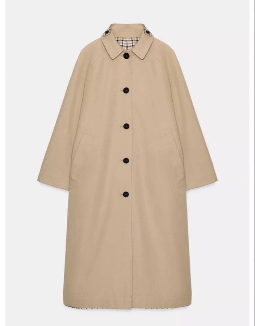 【新品未使用】ZARA リバーシブルチェック柄トレンチコートS完売品