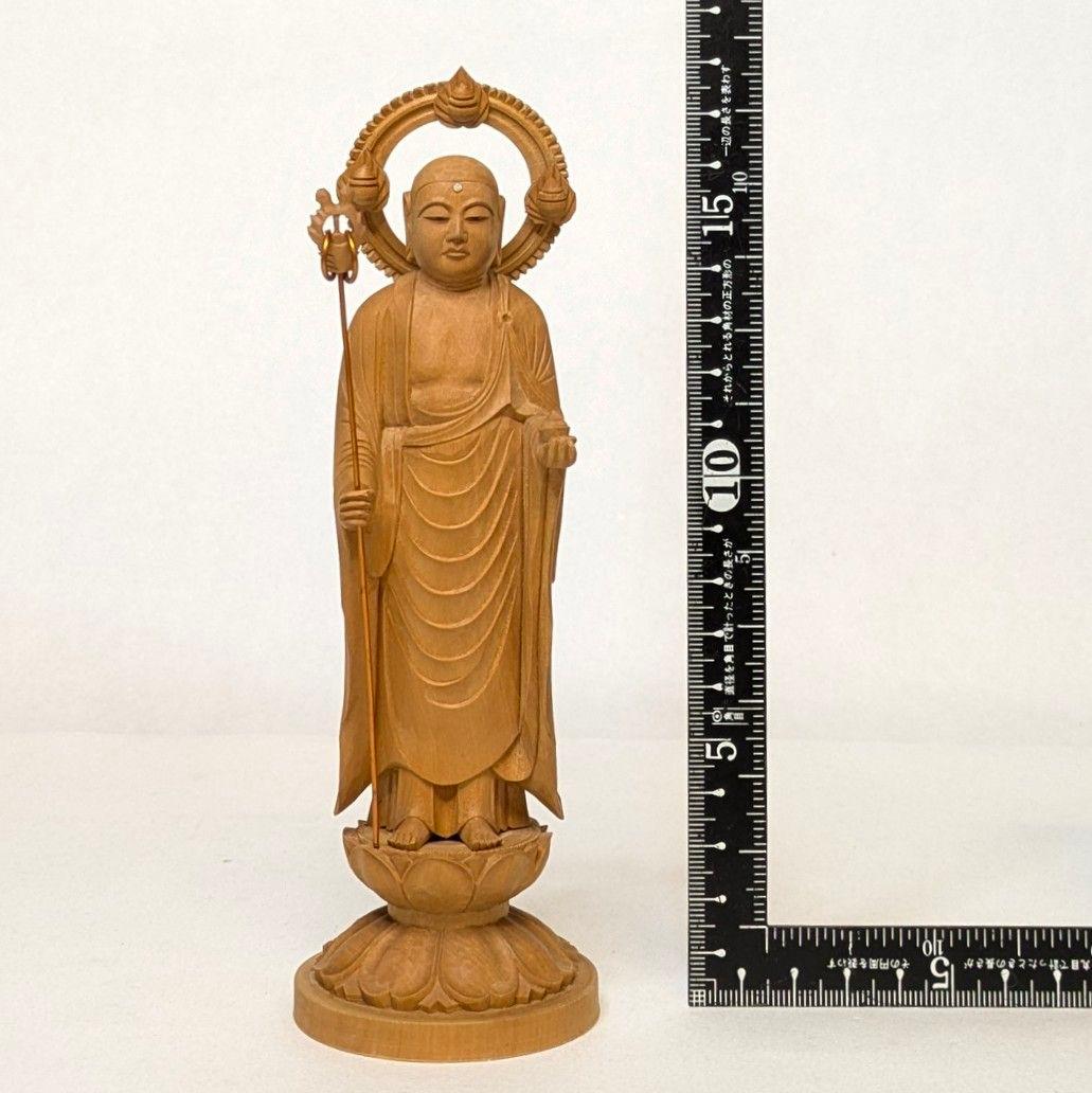 【セール・新品】 地蔵菩薩　木地彫り　総高さ約18㎝ 　仏像　地蔵　菩薩
