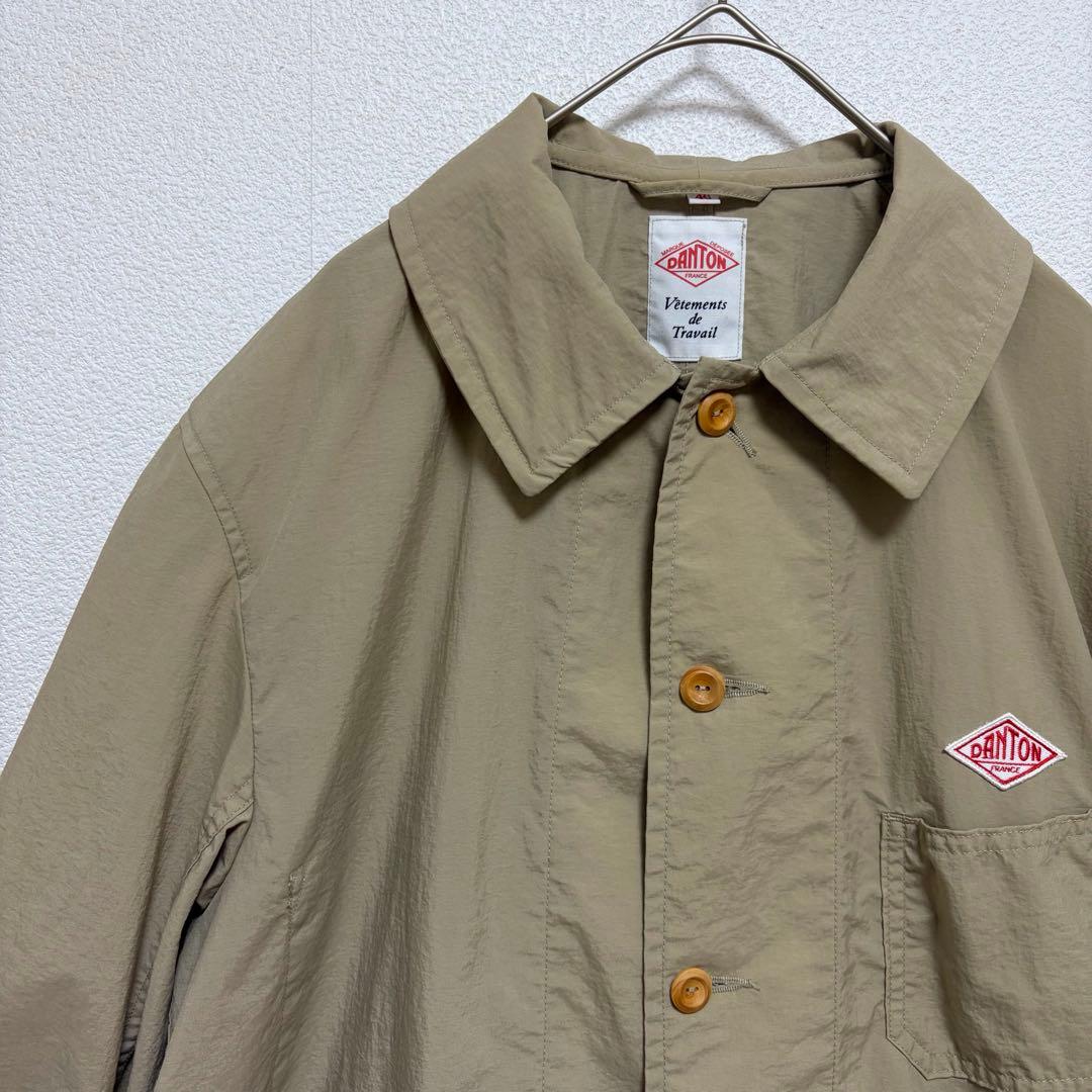 【DANTON】ダントン　ワッペンロゴ　ナイロン　ワークシャツ　カバーオール