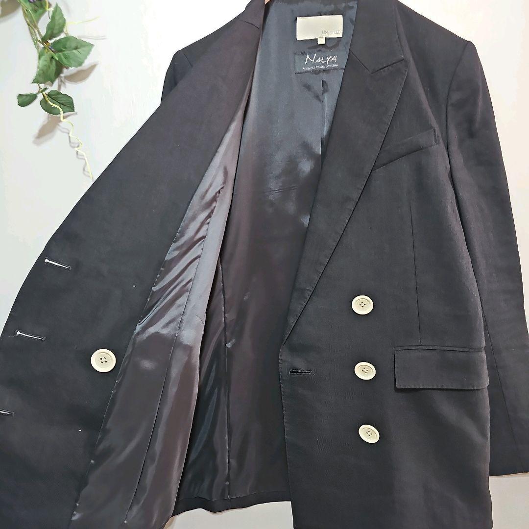 【UNTITLED】ブラック 麻テーラードジャケット サイズ2