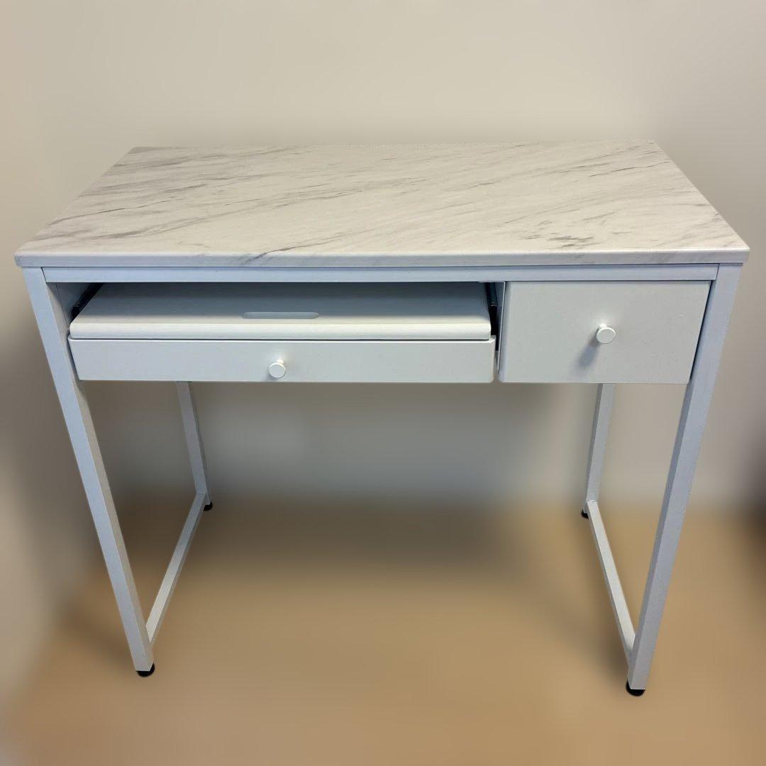 LOWYA コンパクトデスク　マーブルホワイト
