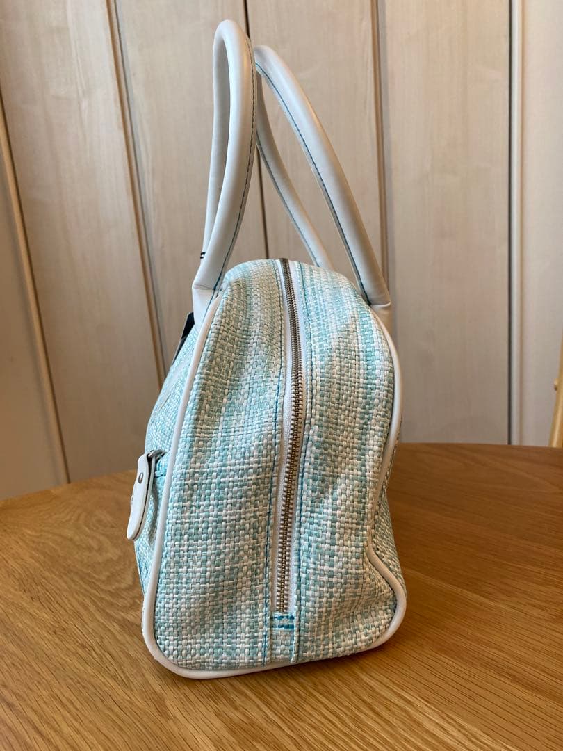 新品　FRED PERRY ホワイトライトブルーチェック柄　ミニボストンバッグ