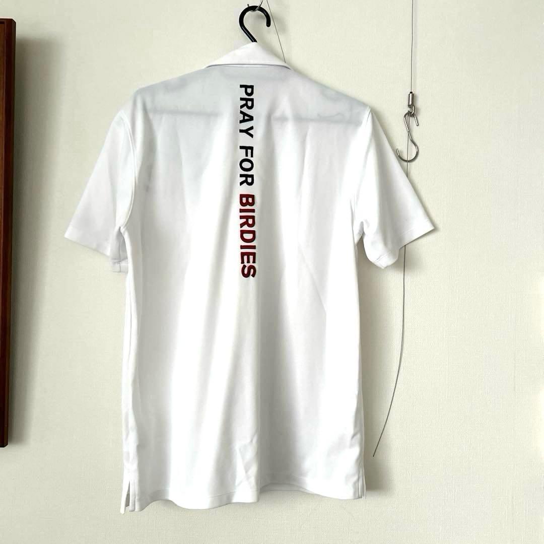 ジーフォア　G/FORE ホワイト ポロシャツ　フロントロゴプリント&バック刺繍