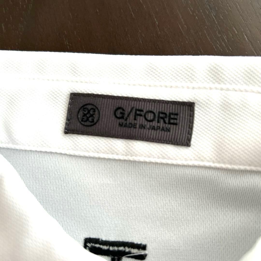 ジーフォア　G/FORE ホワイト ポロシャツ　フロントロゴプリント&バック刺繍
