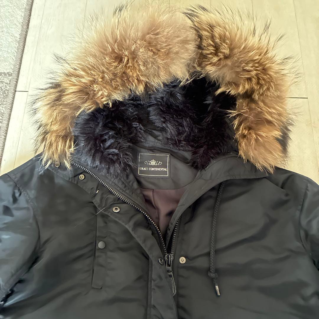 GRACE CONTINENTAL コート　ラクーンファー　フード