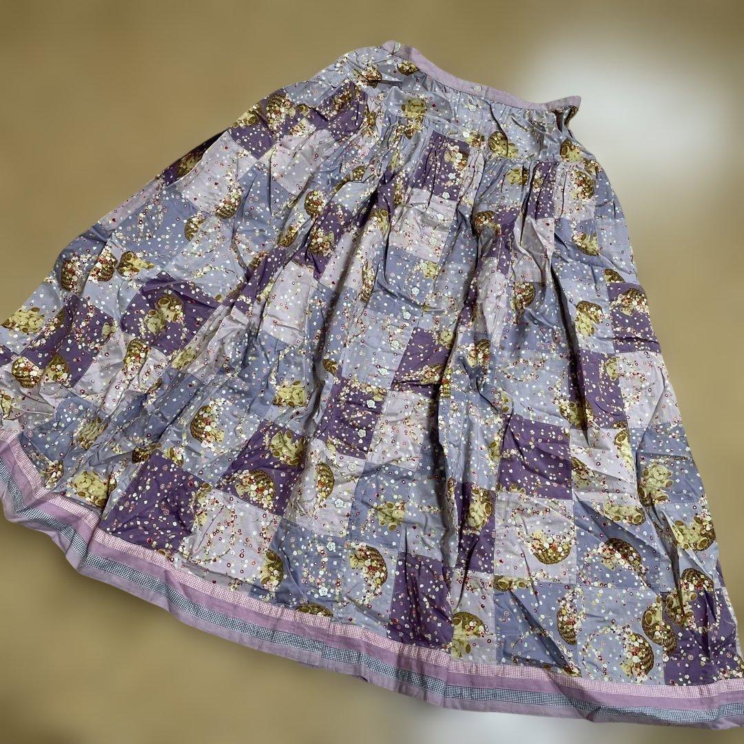 PINKHOUSE くまちゃん パッチワーク ロングスカート ラベンダー 新品