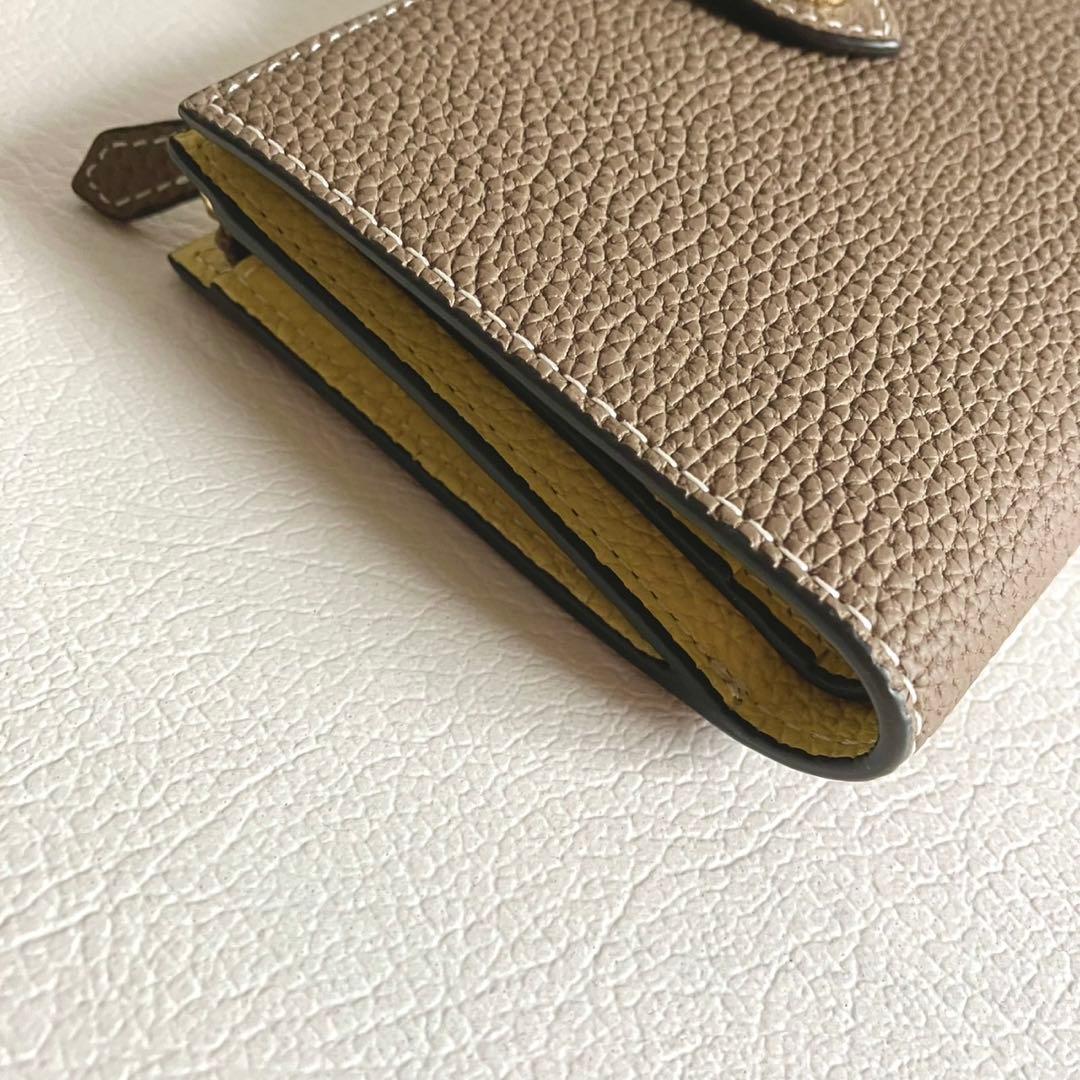 極美品 ボナベンチュラ ベルテッド マルチマルチウォレット グレージュ イエロー