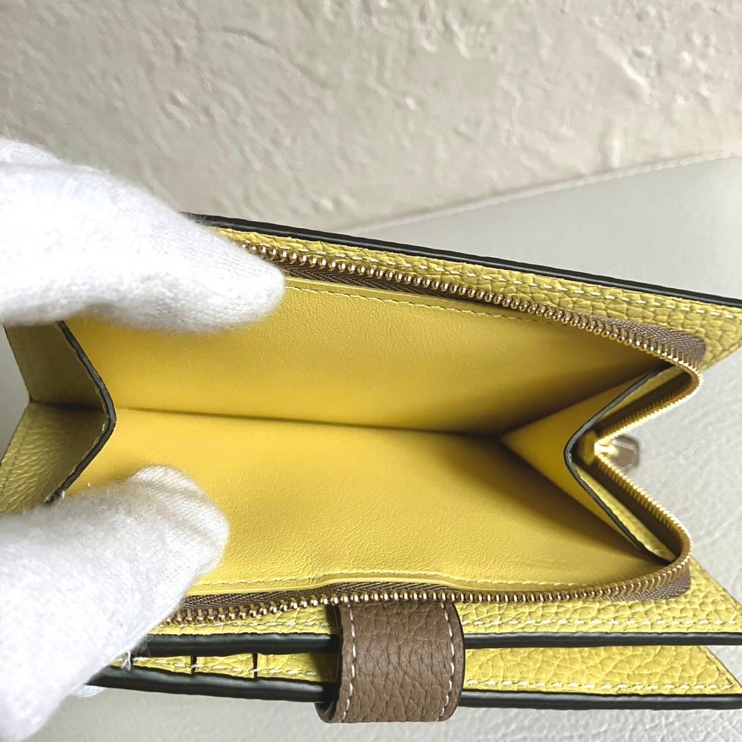 極美品 ボナベンチュラ ベルテッド マルチマルチウォレット グレージュ イエロー