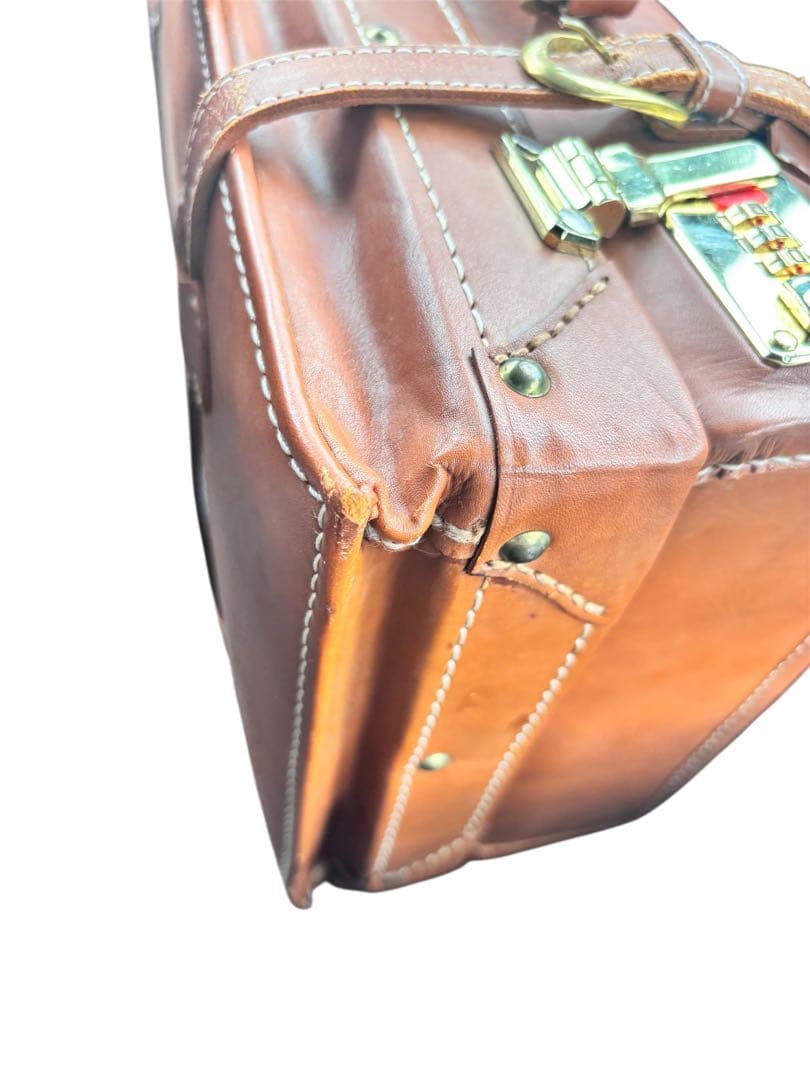 【ビンテージ】ミニトランク　裏描　トランクケース　アンティーク レザー