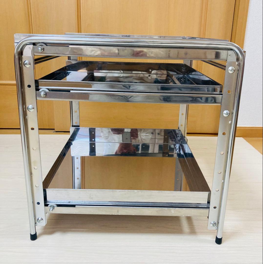 【美品】キッチン下 スライドラック 3段 高さ調整可