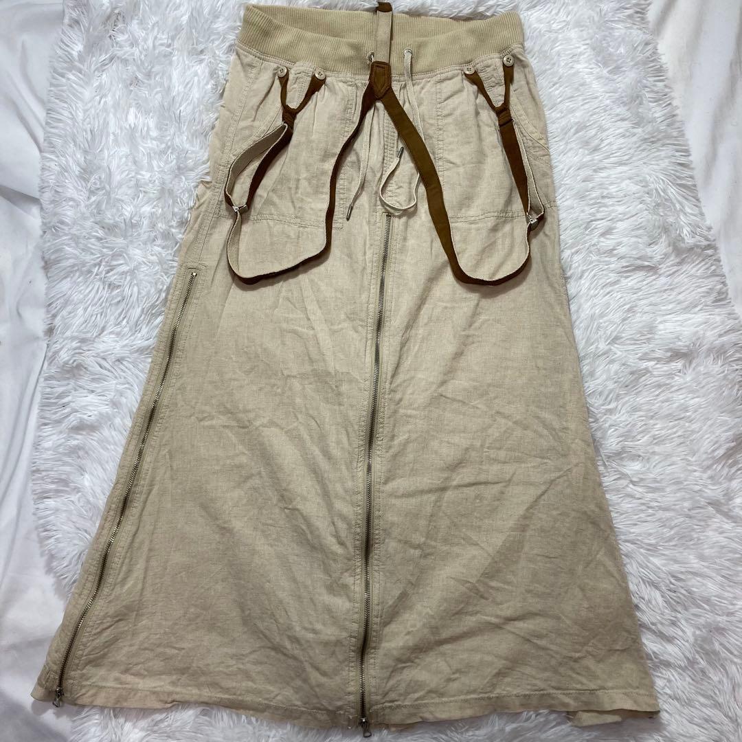 GOA スライダースカート　ジップ　サスペンダー付き　リネン　ギミック　y2k