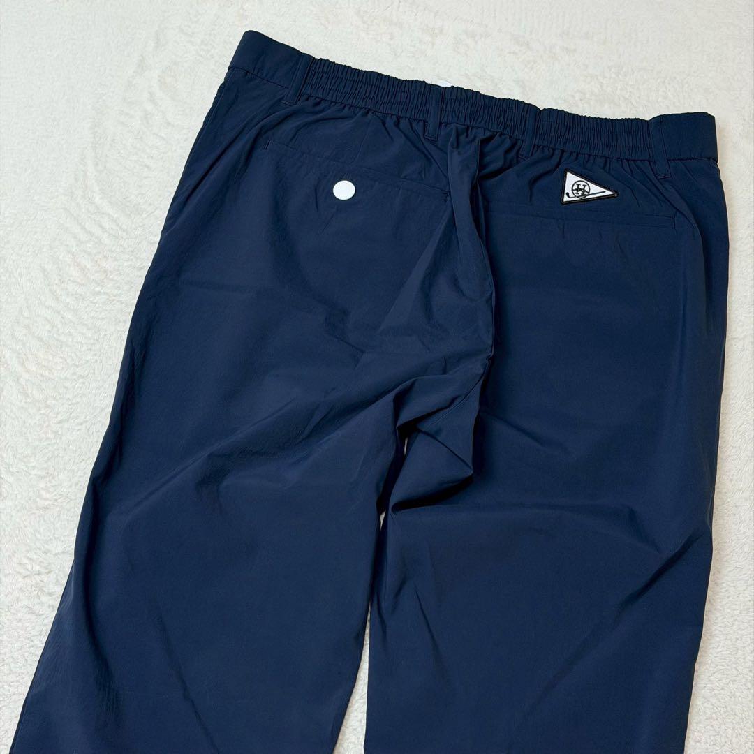 新品　ホーンガーメント　ゴルフパンツ　近年　ネイビー　ロゴ金具　ワッペン