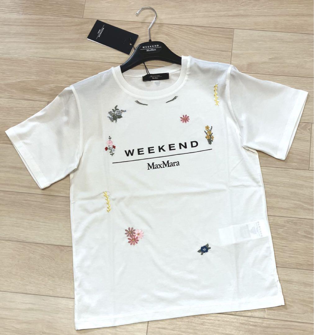 マックスマーラ 刺繍デザイン ロゴTシャツ ホワイト