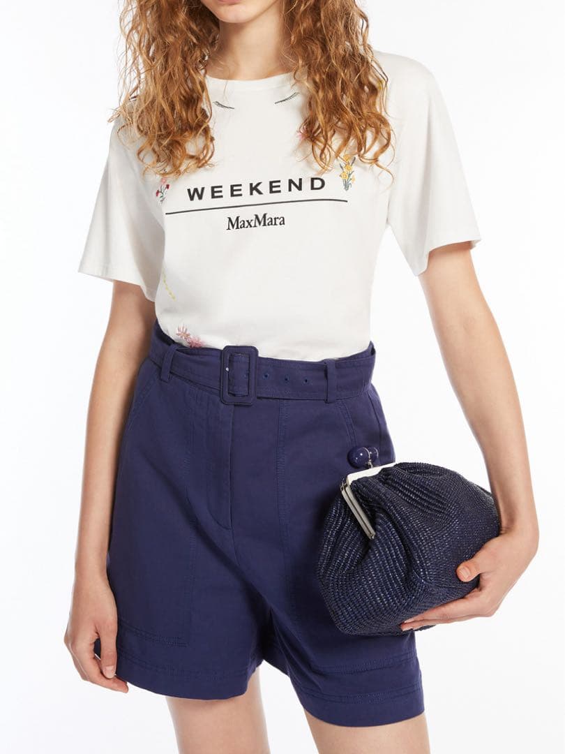 マックスマーラ 刺繍デザイン ロゴTシャツ ホワイト