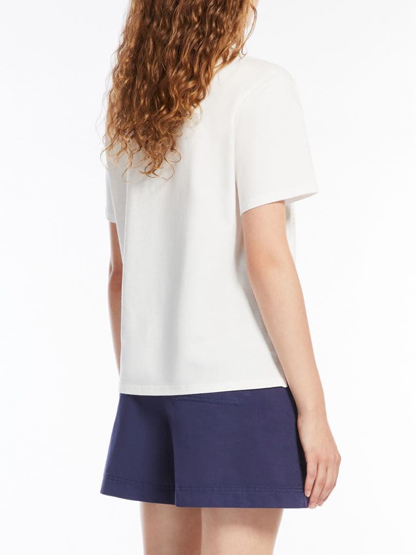 マックスマーラ 刺繍デザイン ロゴTシャツ ホワイト