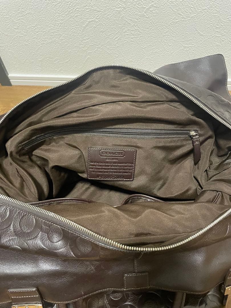ボストンバッグ coach レザー ダークブラウン