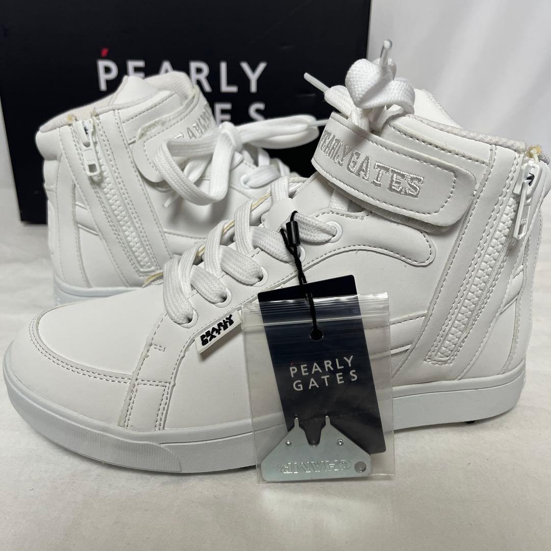 新品 PEARLY GATES ハイカット ゴルフシューズ 白23.5cm