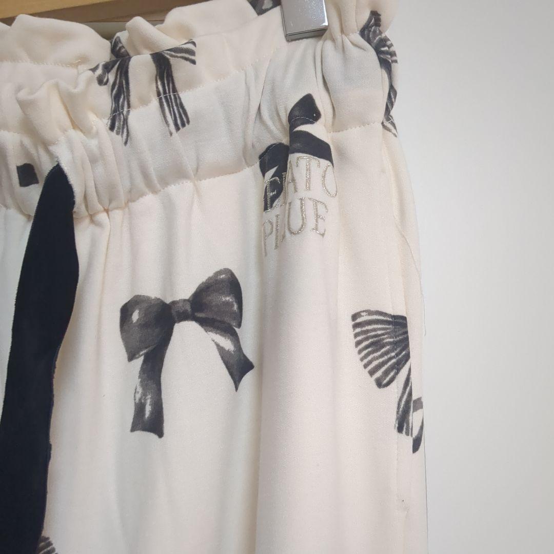 【美品】ジェラートピケ リボン柄 ルームウェア 上下セット