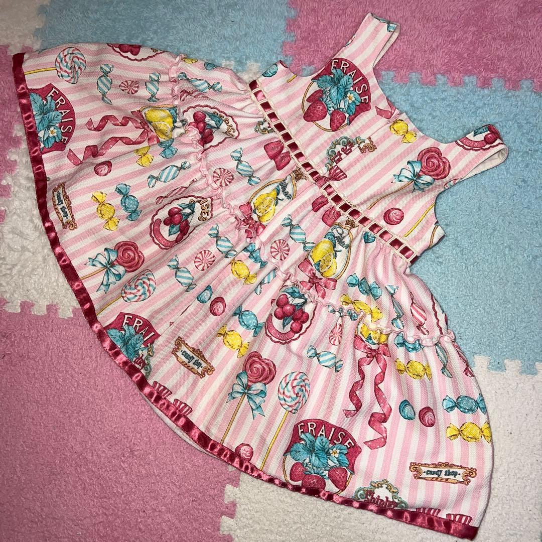 シャーリーテンプル　フルーツラベル　ジャンパースカート　ワンピース　90cm