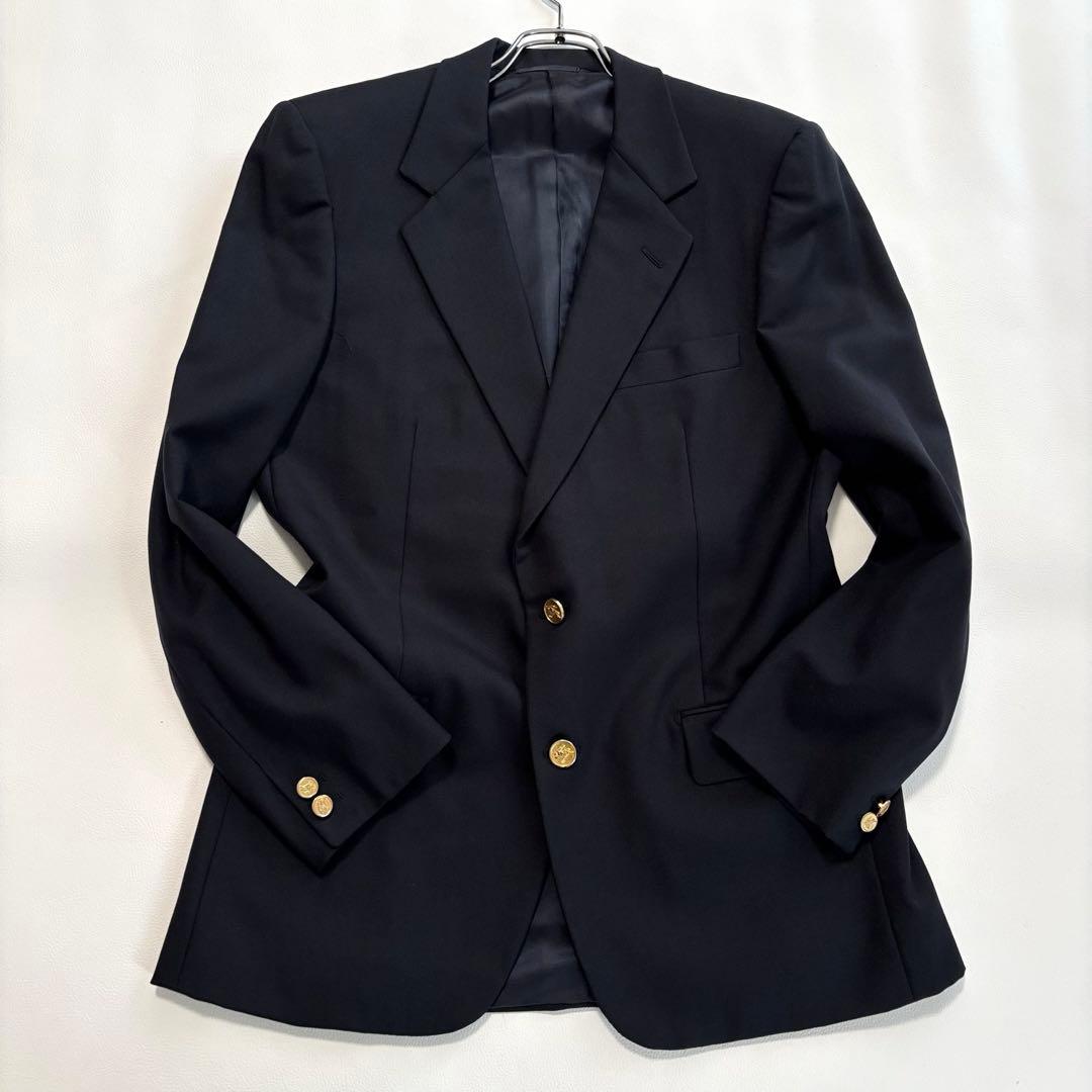 バーバリー 金ボタン ラルスミアーニ生地 Lサイズ 紺ブレ ホースボタン