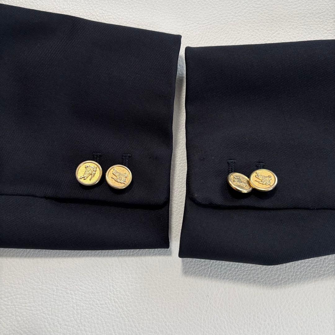 バーバリー 金ボタン ラルスミアーニ生地 Lサイズ 紺ブレ ホースボタン