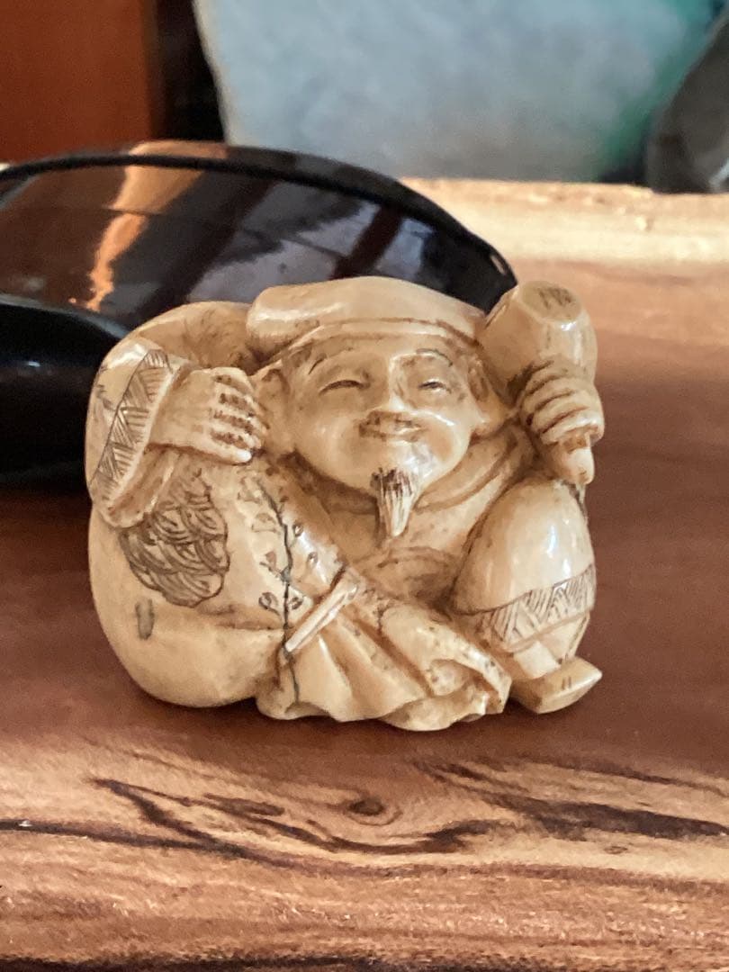 骨董古美術　印籠根付　時代物　大黒天根付　名玉心