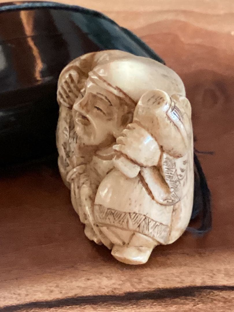 骨董古美術　印籠根付　時代物　大黒天根付　名玉心