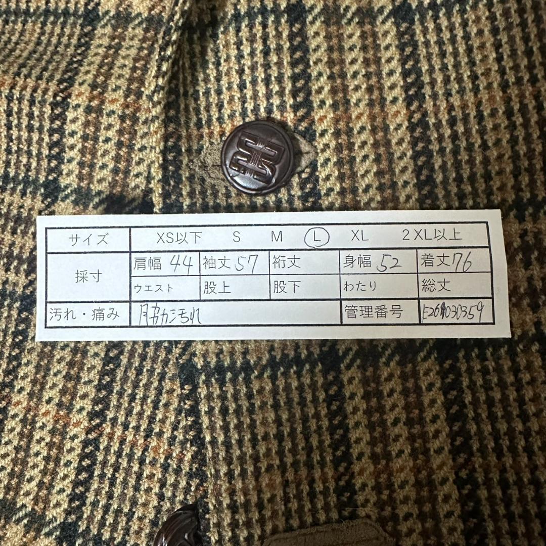 ダックス テーラードジャケット エルボーパッチ チェック くるみボタン ウールL