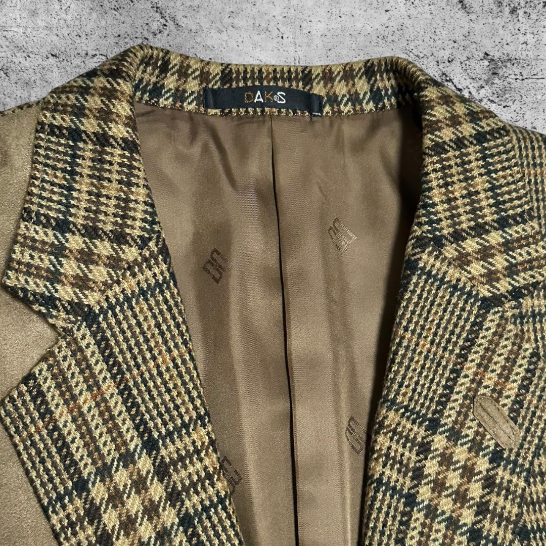 ダックス テーラードジャケット エルボーパッチ チェック くるみボタン ウールL