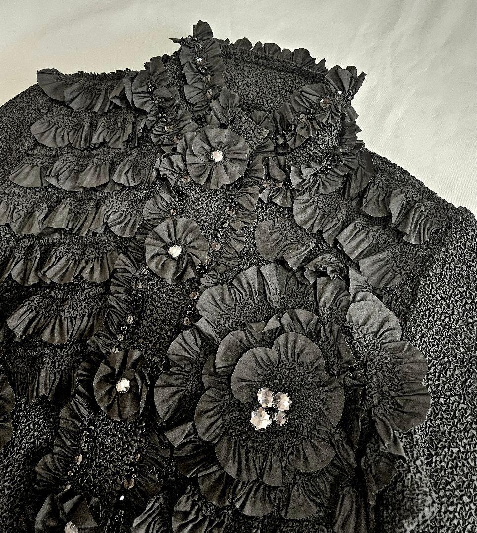 ノコオーノ プリーツ カーディガン ジャケット 黒 ブラック 38 ビジュー