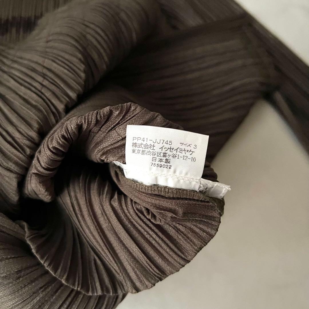 プリーツプリーズ イッセイミヤケ シャツ カーディガン 総柄 L 3 丸襟