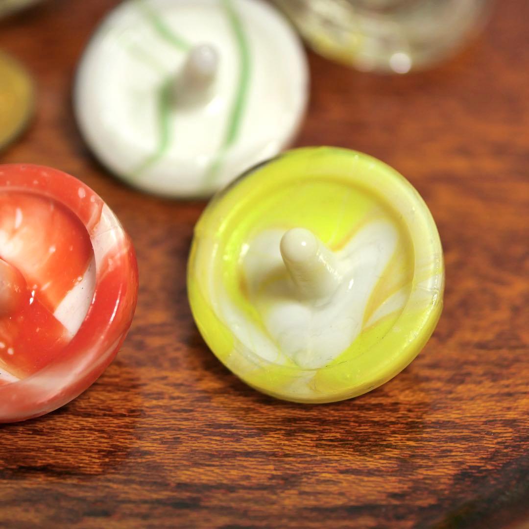 専用出品 ガラス独楽セット　和ガラス　レトロ　マーブル柄