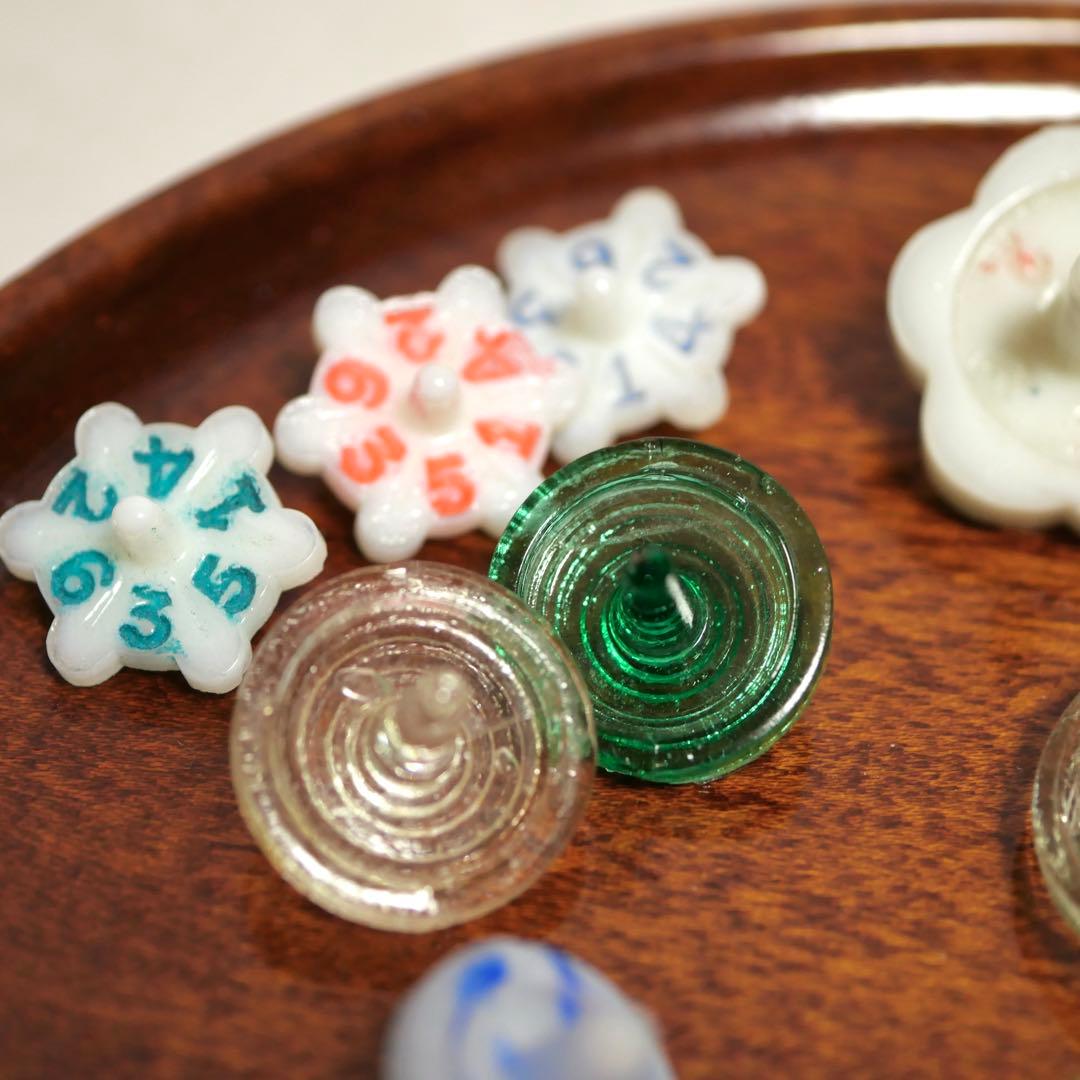 専用出品 ガラス独楽セット　和ガラス　レトロ　マーブル柄
