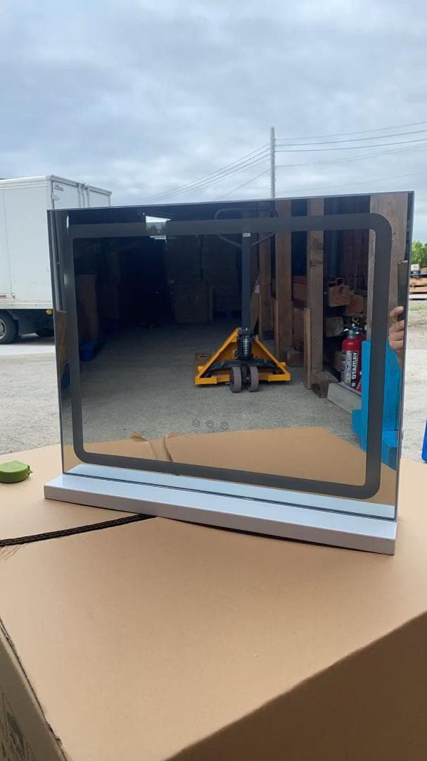 【美品】大理石天板三色変化LEDミラードレッサー 212-80-01訳あり品