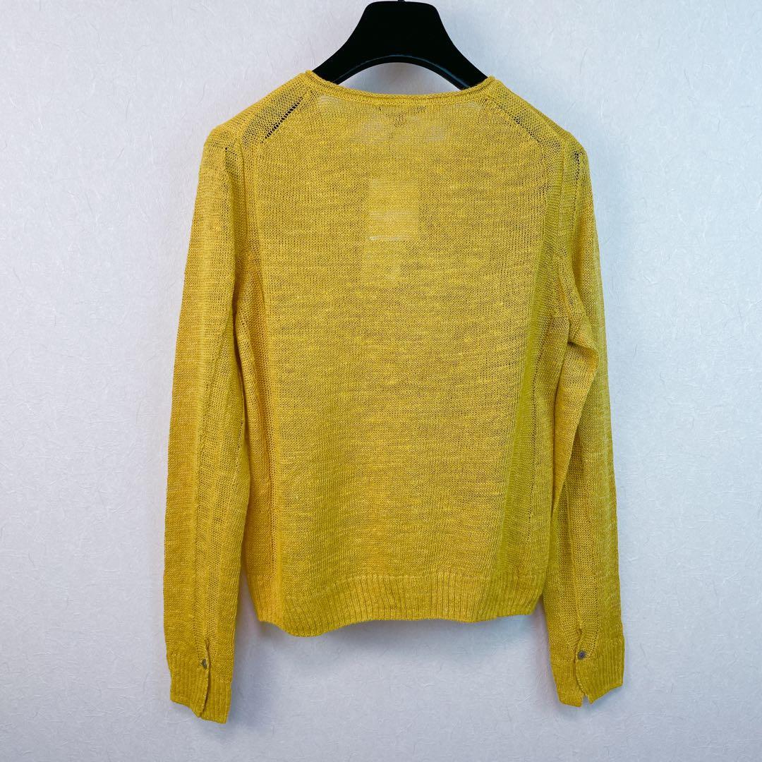 【新品未使用 ファブール】上質麻シルク素材クルーカーディガン40号