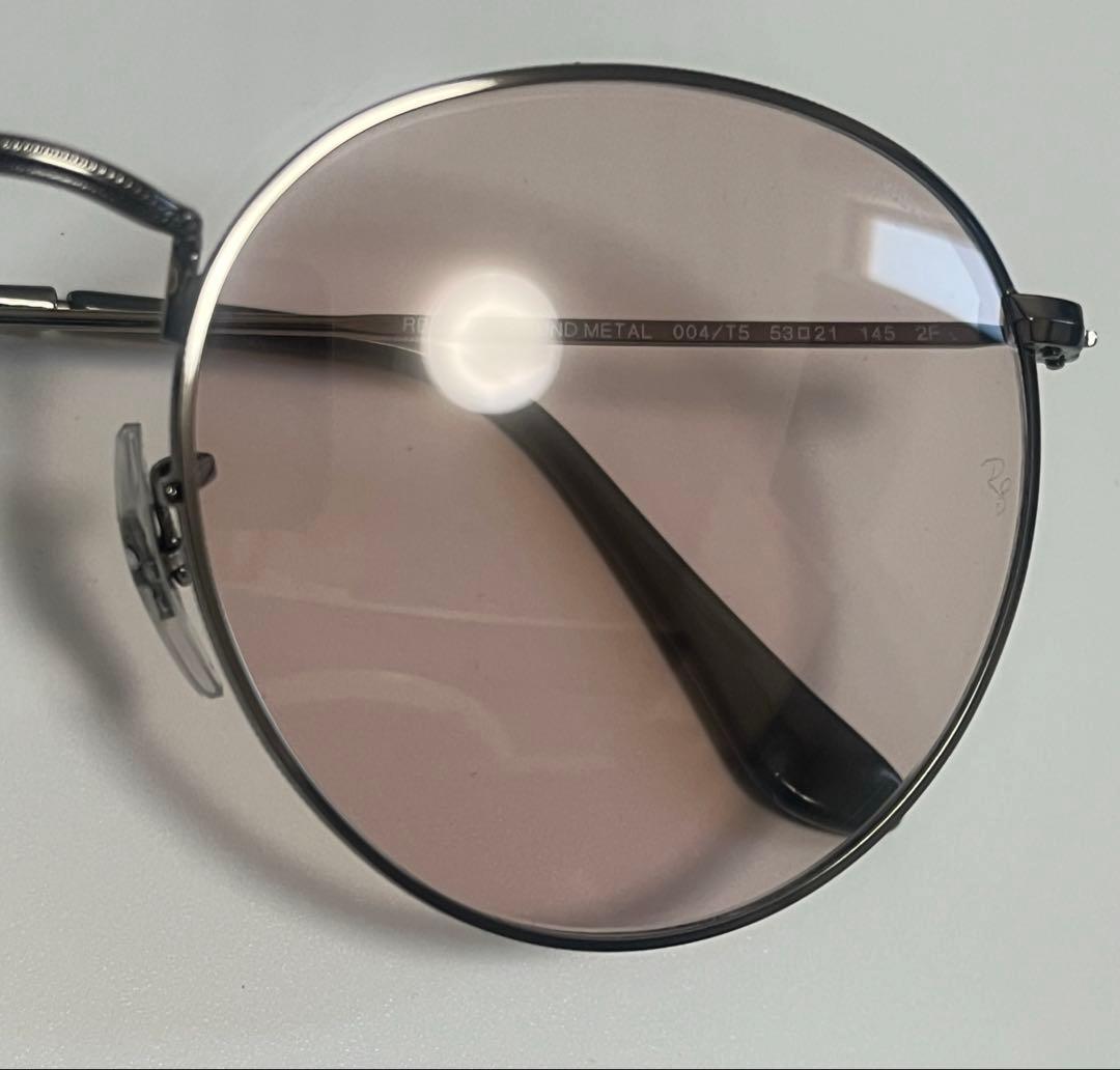 【希少！】Ray-Banラウンドメタル53サイズ ガンメタル×ライトピンク調光