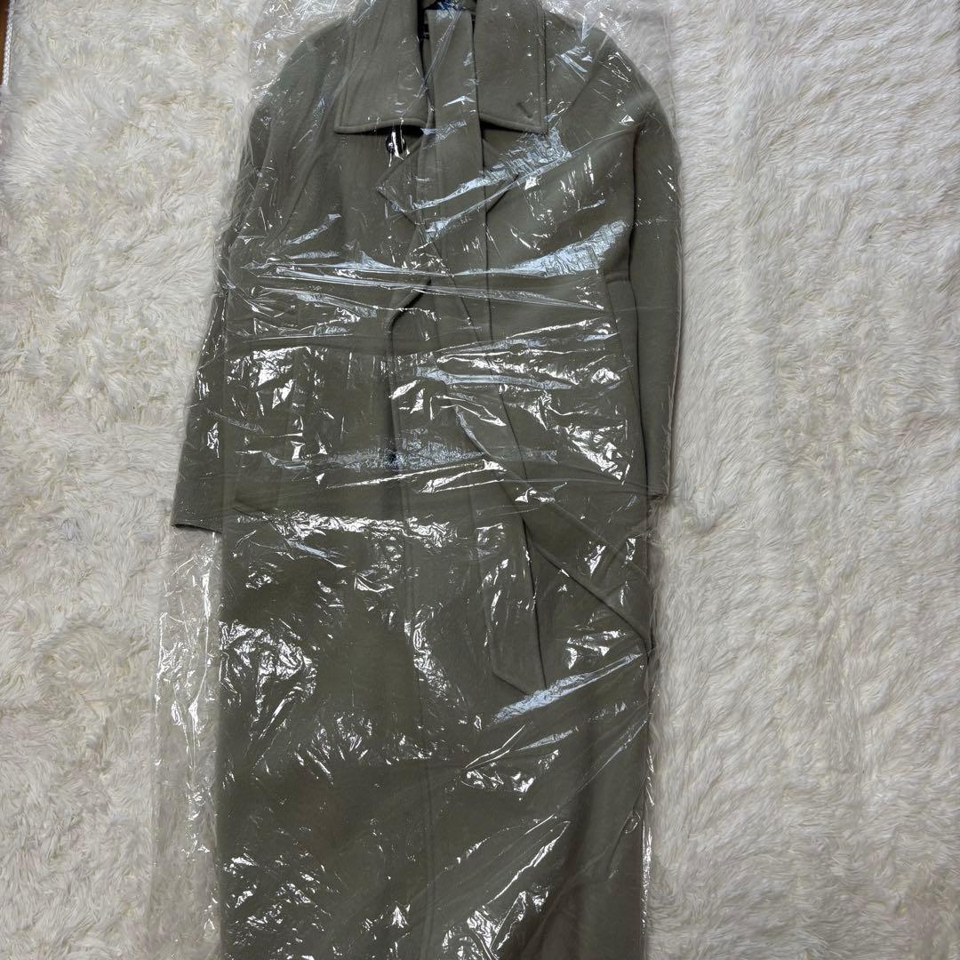 美品スタニングルアー rスプリットラグランロングコート グリーン