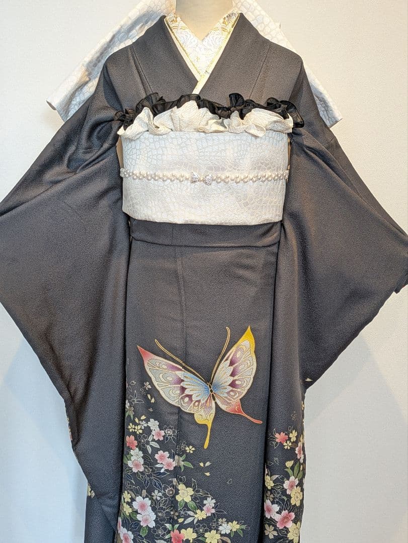 振袖フルセット 身丈166裄69 豪華振袖 金彩 グレー 灰色 逸品 成人式