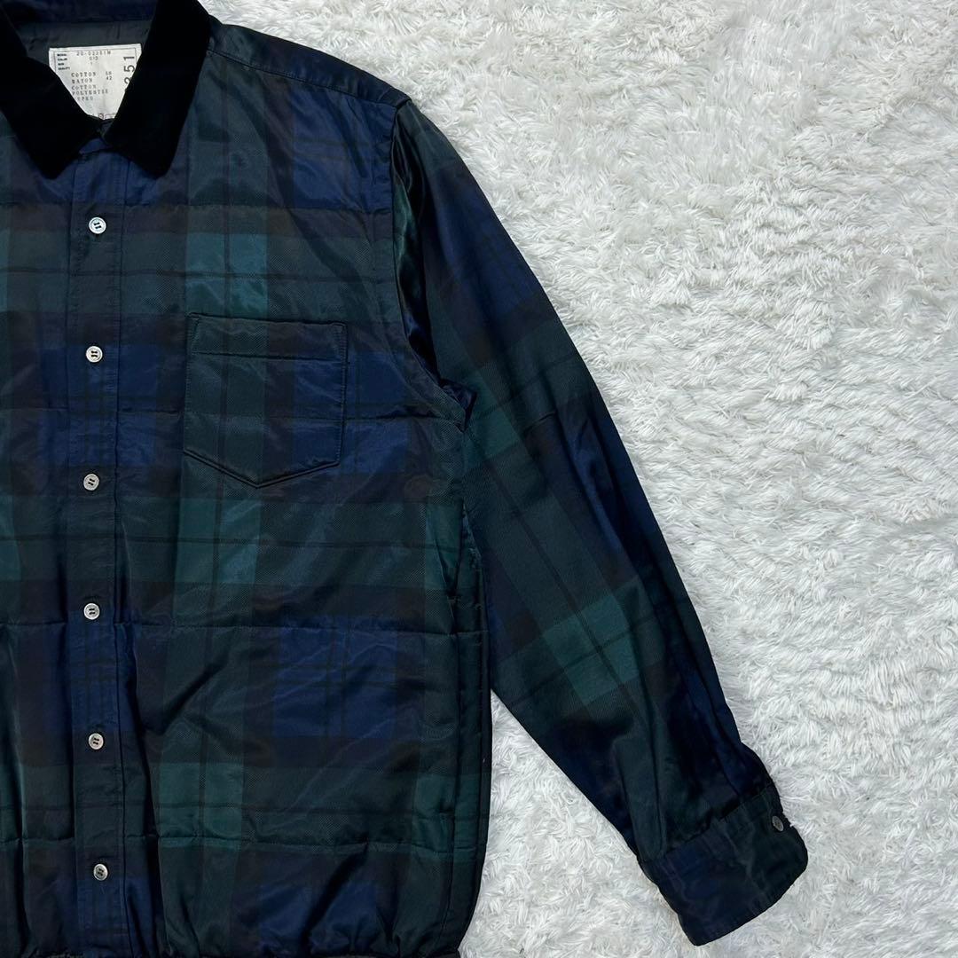 5232【希少】サカイ sacai☆ベロア切り替えチェックジャケット